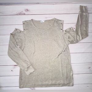 89th + Madison Women’s Cold-Shoulder Long Sleeve Top – Size Large Comfortable